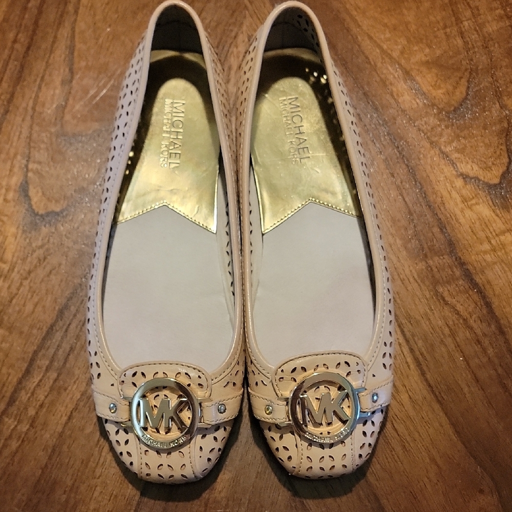 Michael Kors Tan Perforated Flats